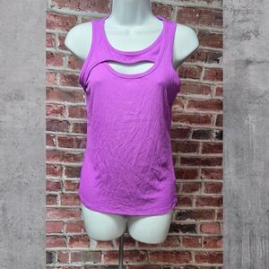 A New Day Purple Cut-Out Ribbed Tank Top XS Slim Fit Modal Blend Sleeveless